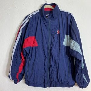 Vintage IXSPA Windbreaker Jacket size medium Retro Color Block Stripes Pockets